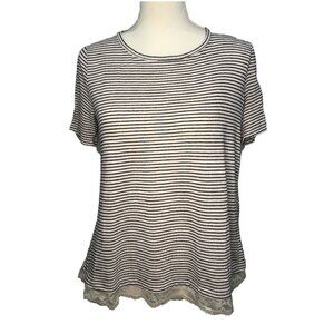 JOLT (L) Cream Top w/black stripes and peek-a-boo back